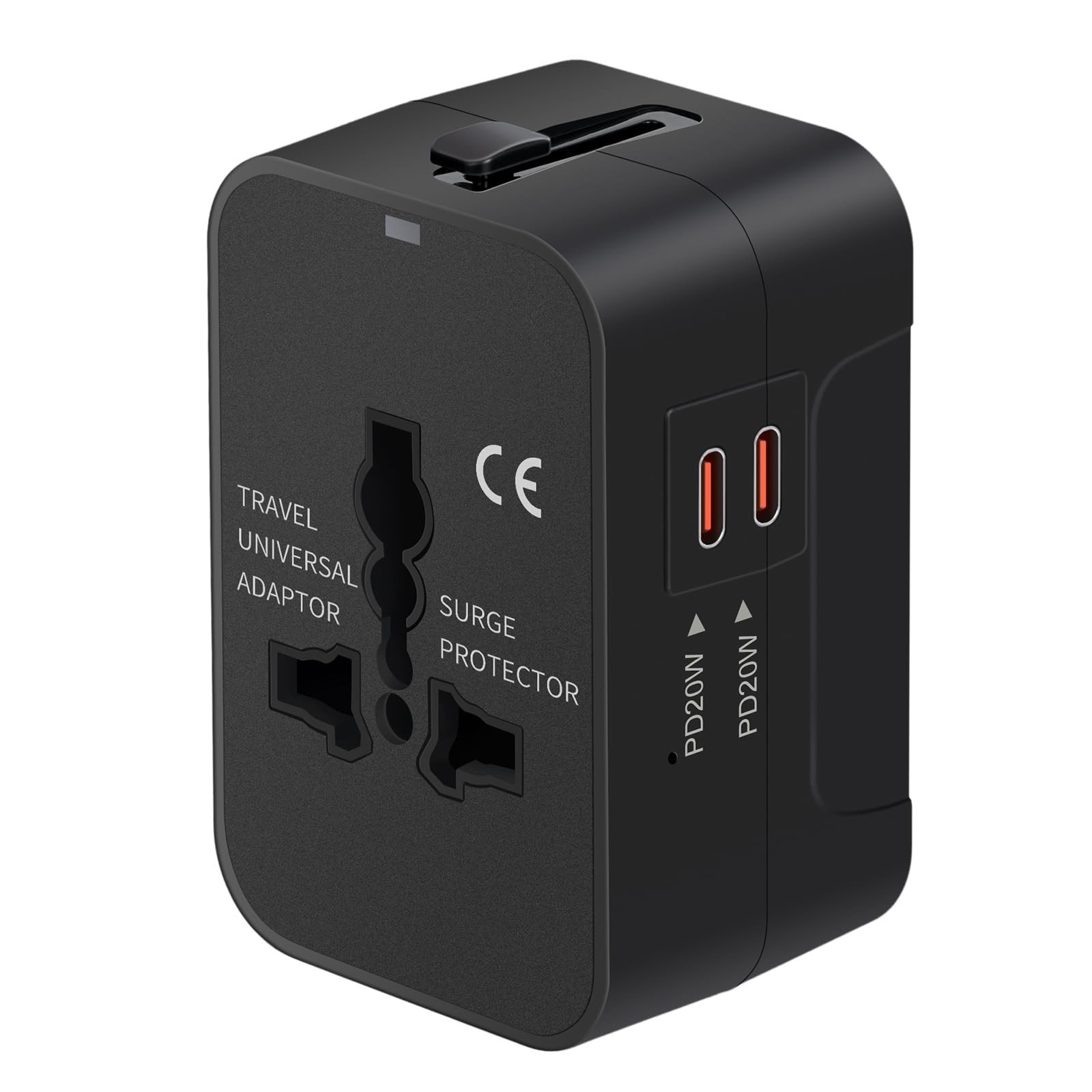 Universal Travel Adapter Fast Charger All in One Plug Adapter 2 USB-C