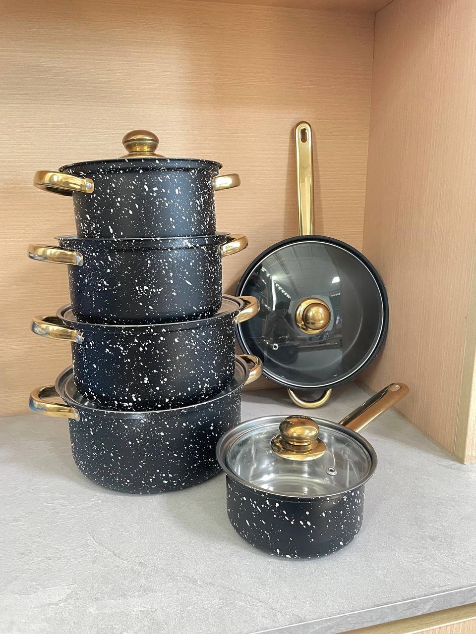 12pcs Nonstick Stainless Steel Induction Pots and Pans Set Kitchen Cookware Set