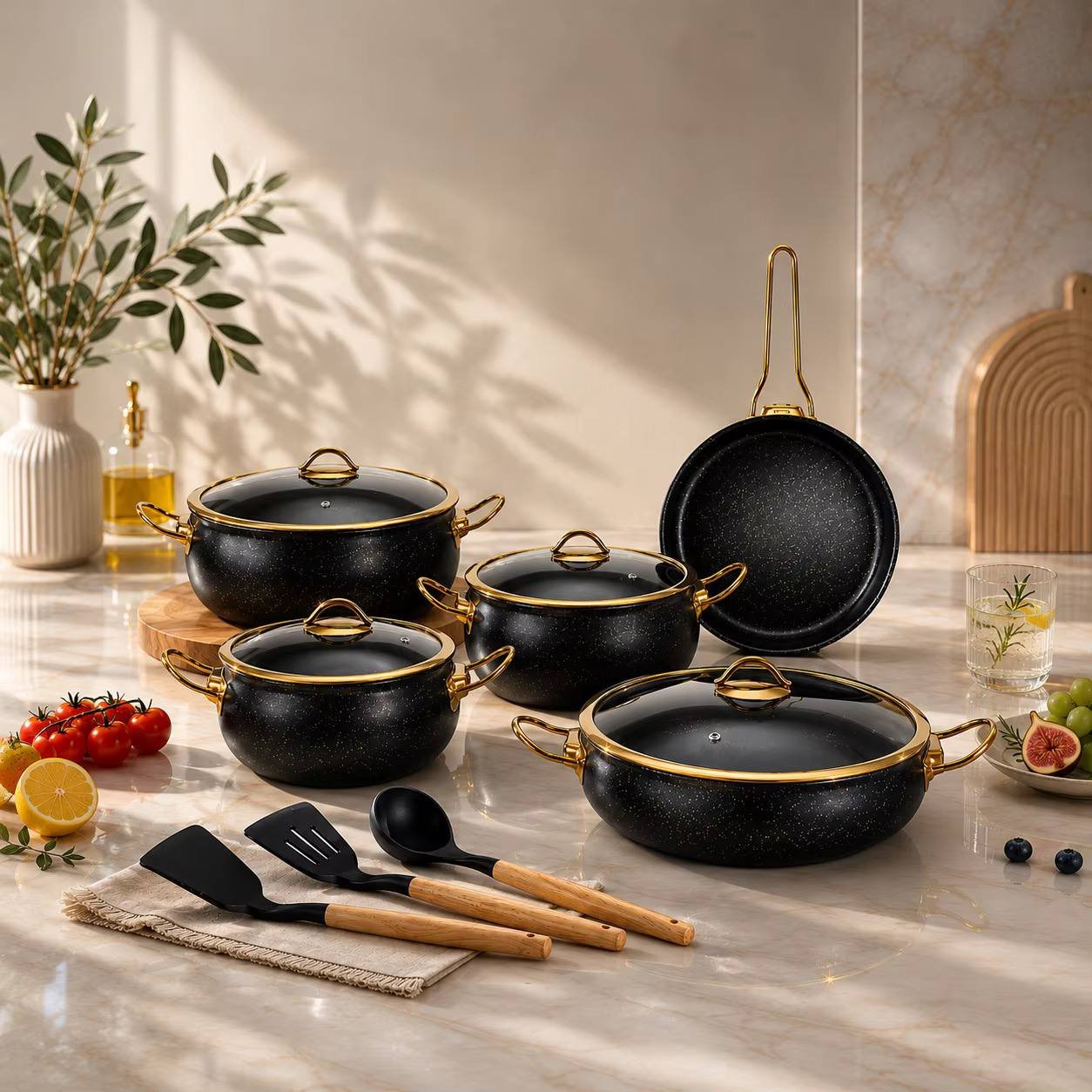 12-Piece Cookware Sets Classic Turkish Style