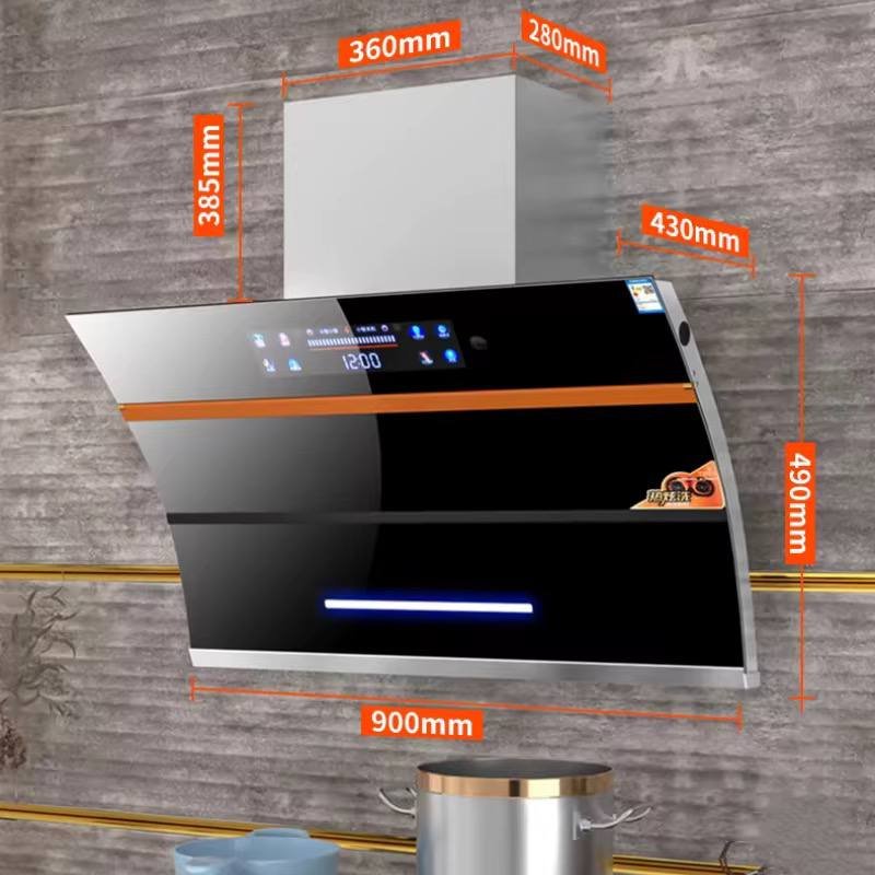 Kitchen Extractor LED Vented Glass Panel AI Voice Control