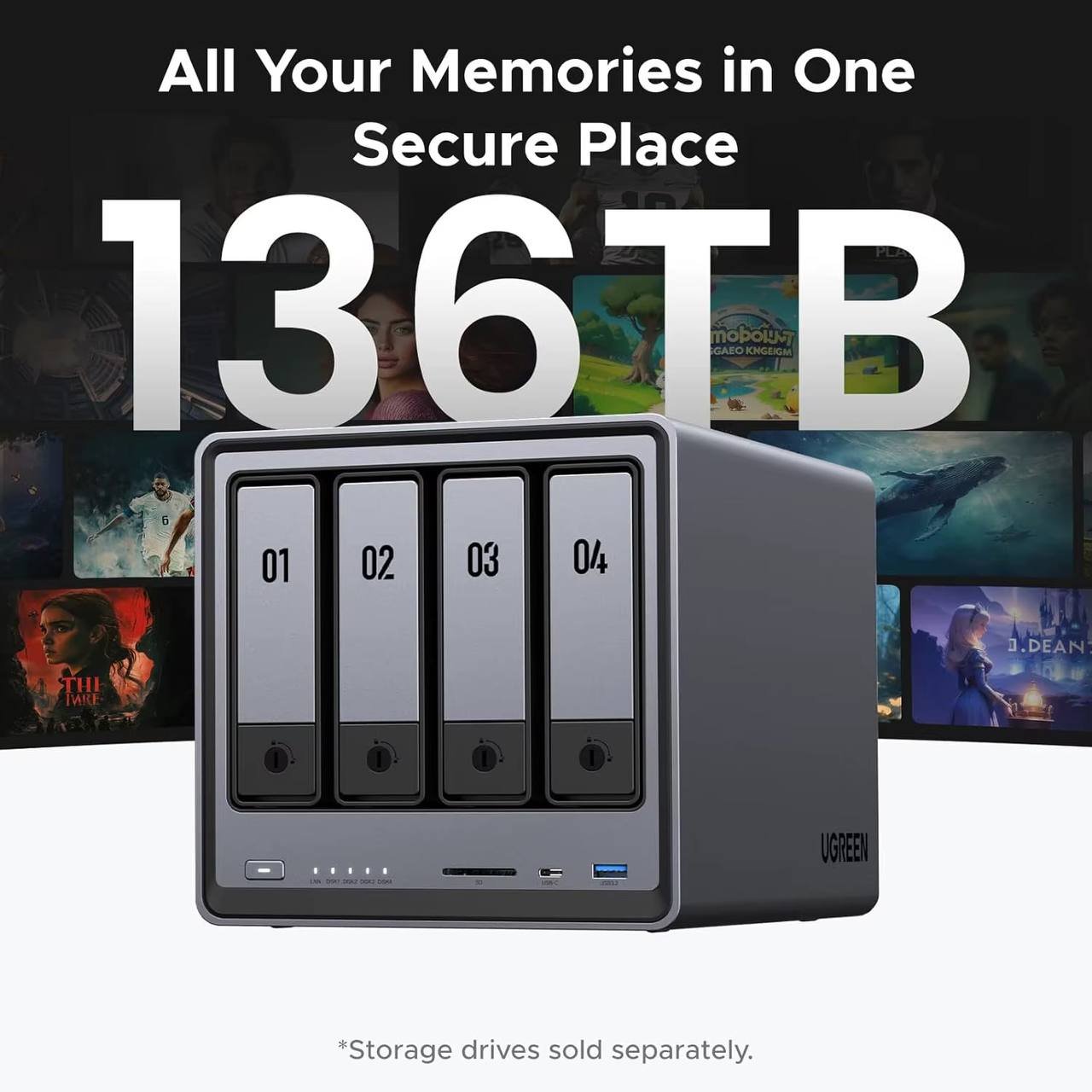UG REEN DXP4800 4-Bay NAS, 1ntel N100 in Stock Factory Price